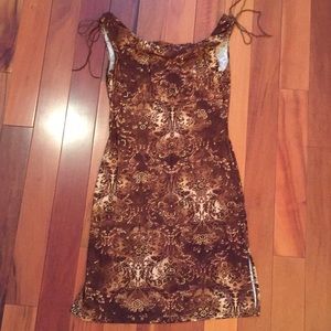 Taboo Brown & Gold Cowl Neck Dress